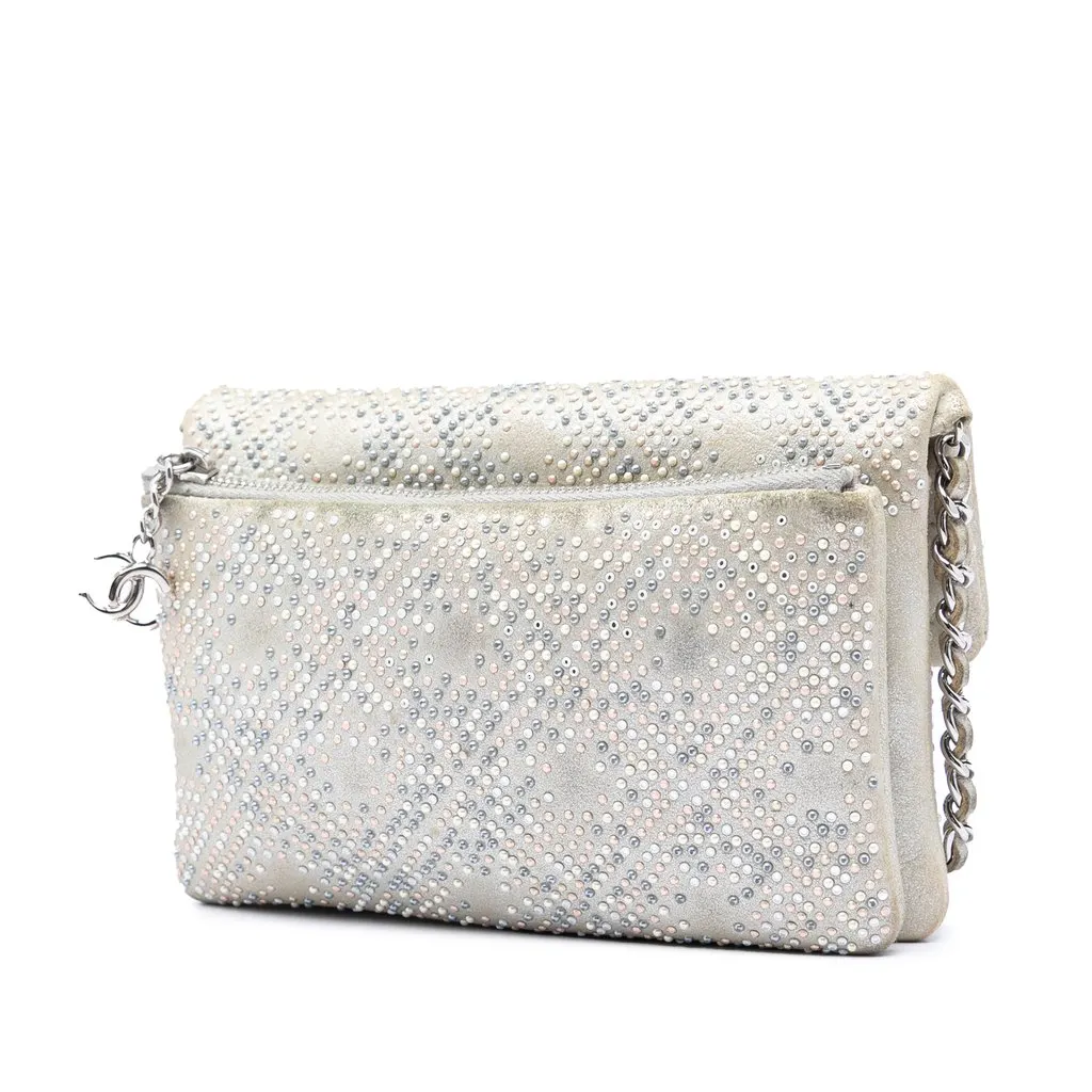 Chanel Mini Suede Beaded Mineral Nights Flap Beige Leather Very good - Back View