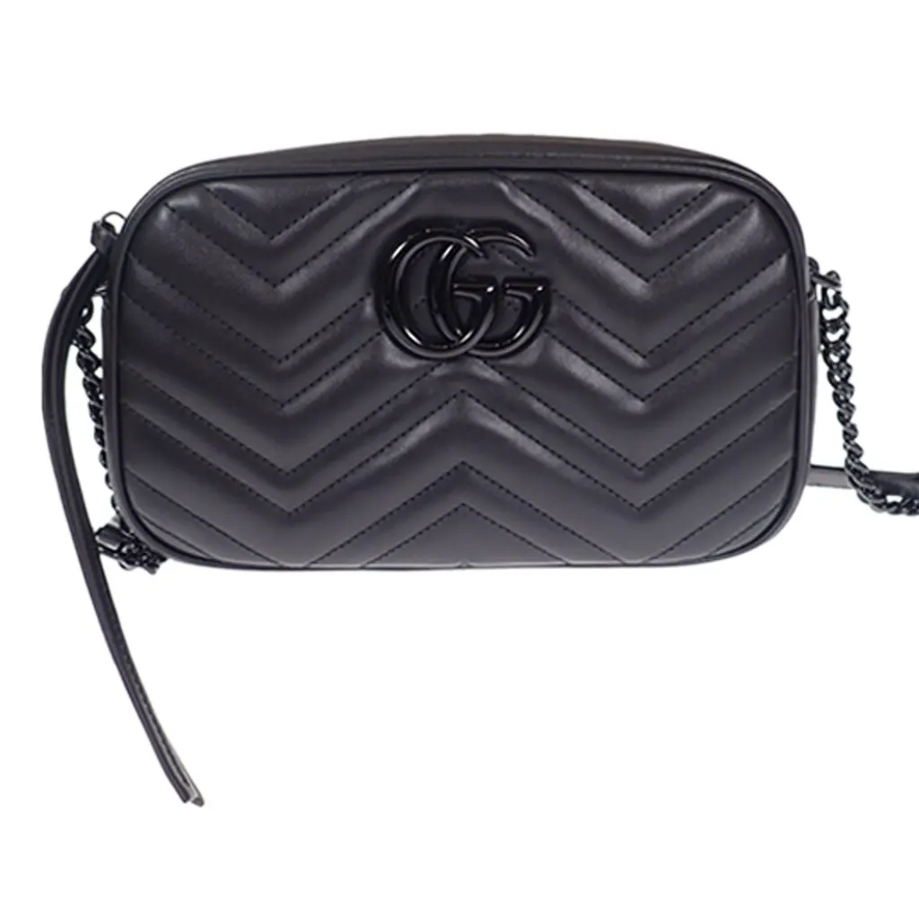 Gucci Mini GG Marmont Matelasse Leather Monochrome Crossbody Black Leather Very good - Front View