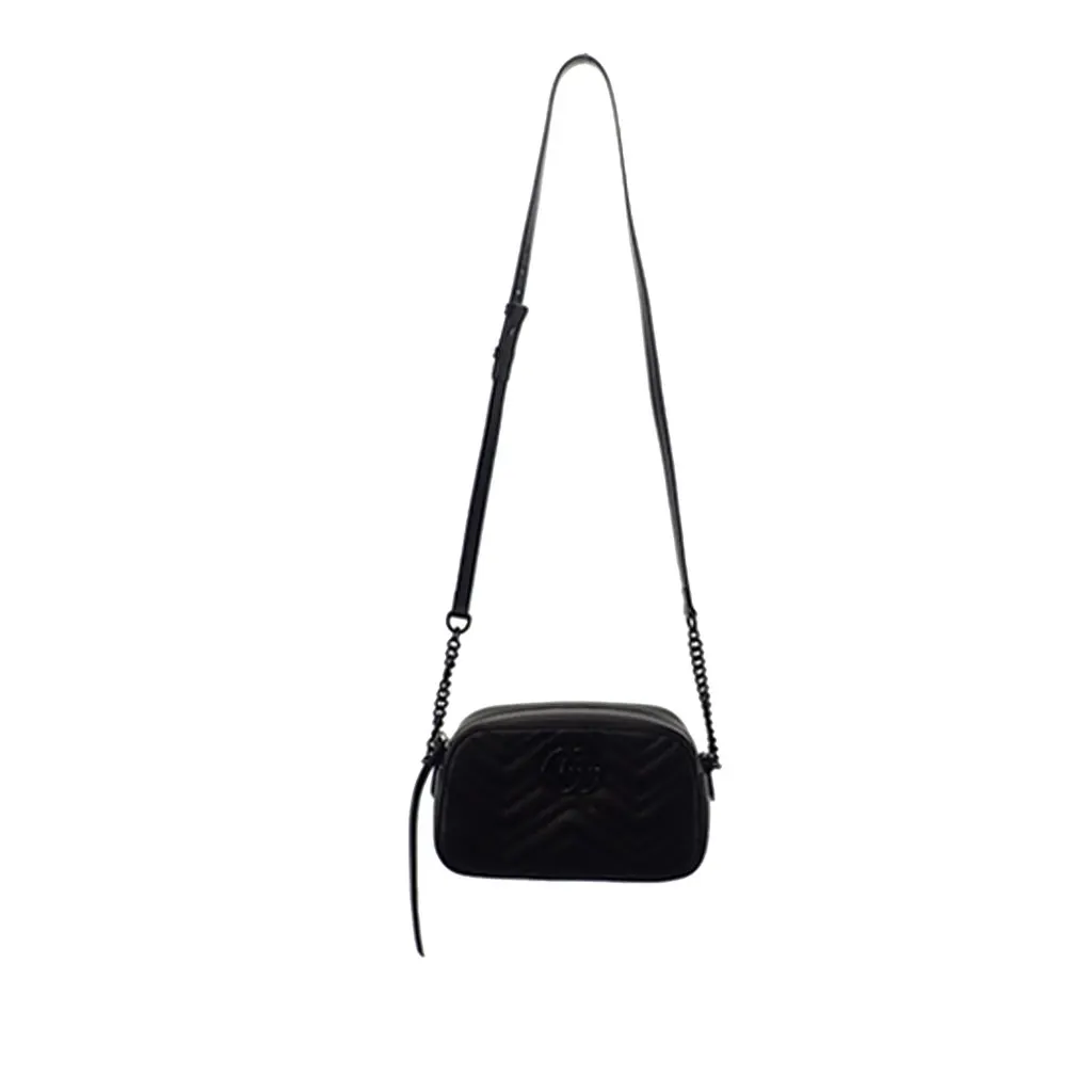 Gucci Mini GG Marmont Matelasse Leather Monochrome Crossbody Black Leather Very good - Back View
