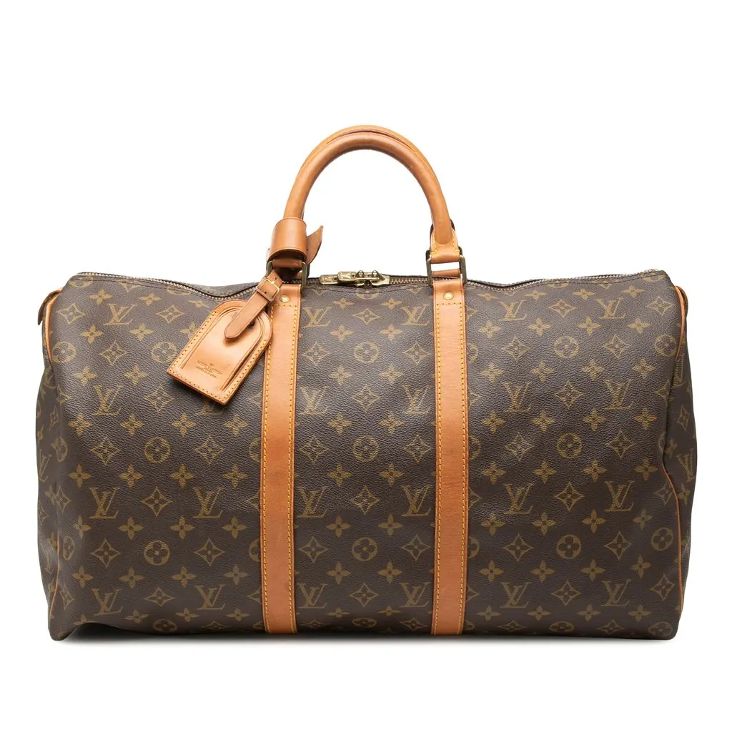 Louis Vuitton Monogram Keepall 50 Brown Good - Front View