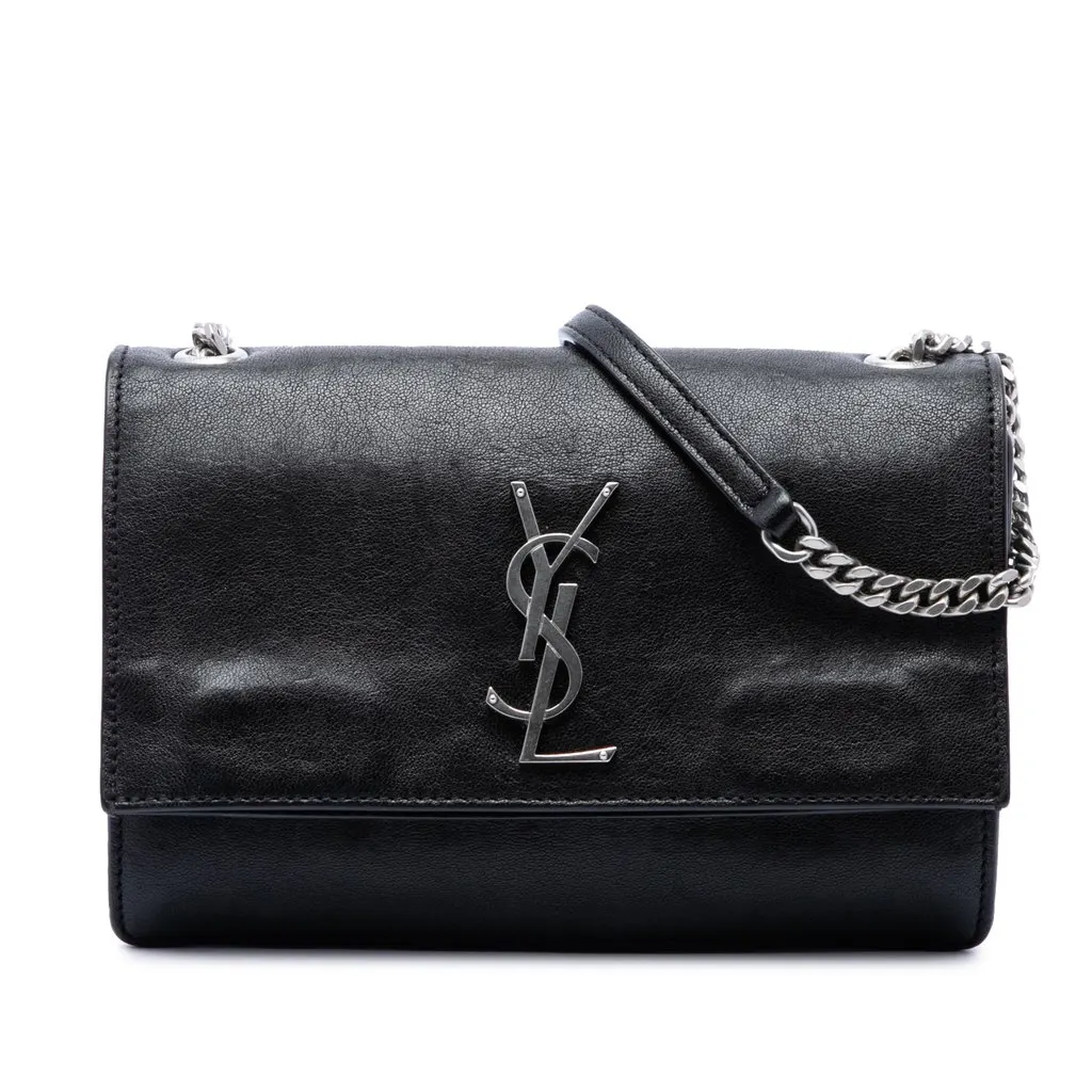 Saint Laurent Small Calfskin Monogram Sunset Crossbody Black Leather Very good - Front View
