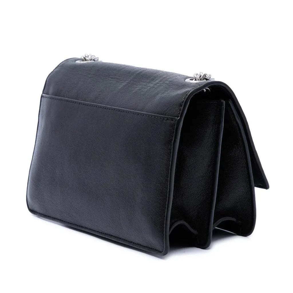 Saint Laurent Small Calfskin Monogram Sunset Crossbody Black Leather Very good - Back View