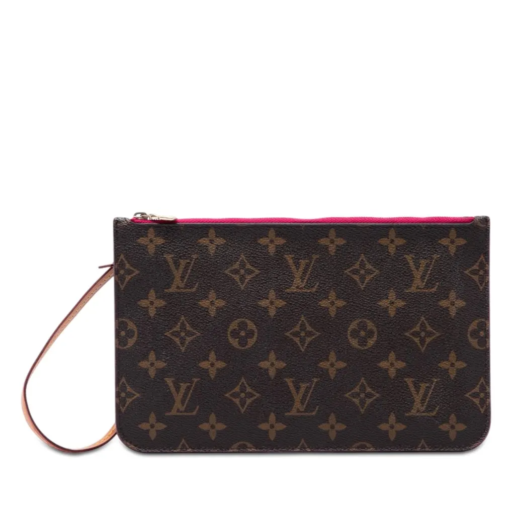 Louis Vuitton Monogram Neverfull MM Pouch Brown Very good - Front View