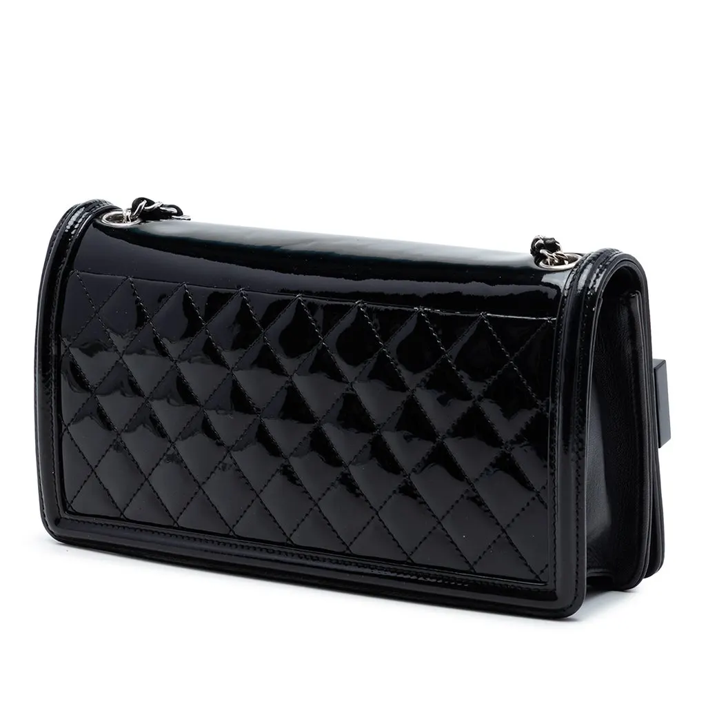 Chanel Patent and Acrylic Crystal Embellished Boy Brick Horizontal Flap Black Leather Very good - Back View