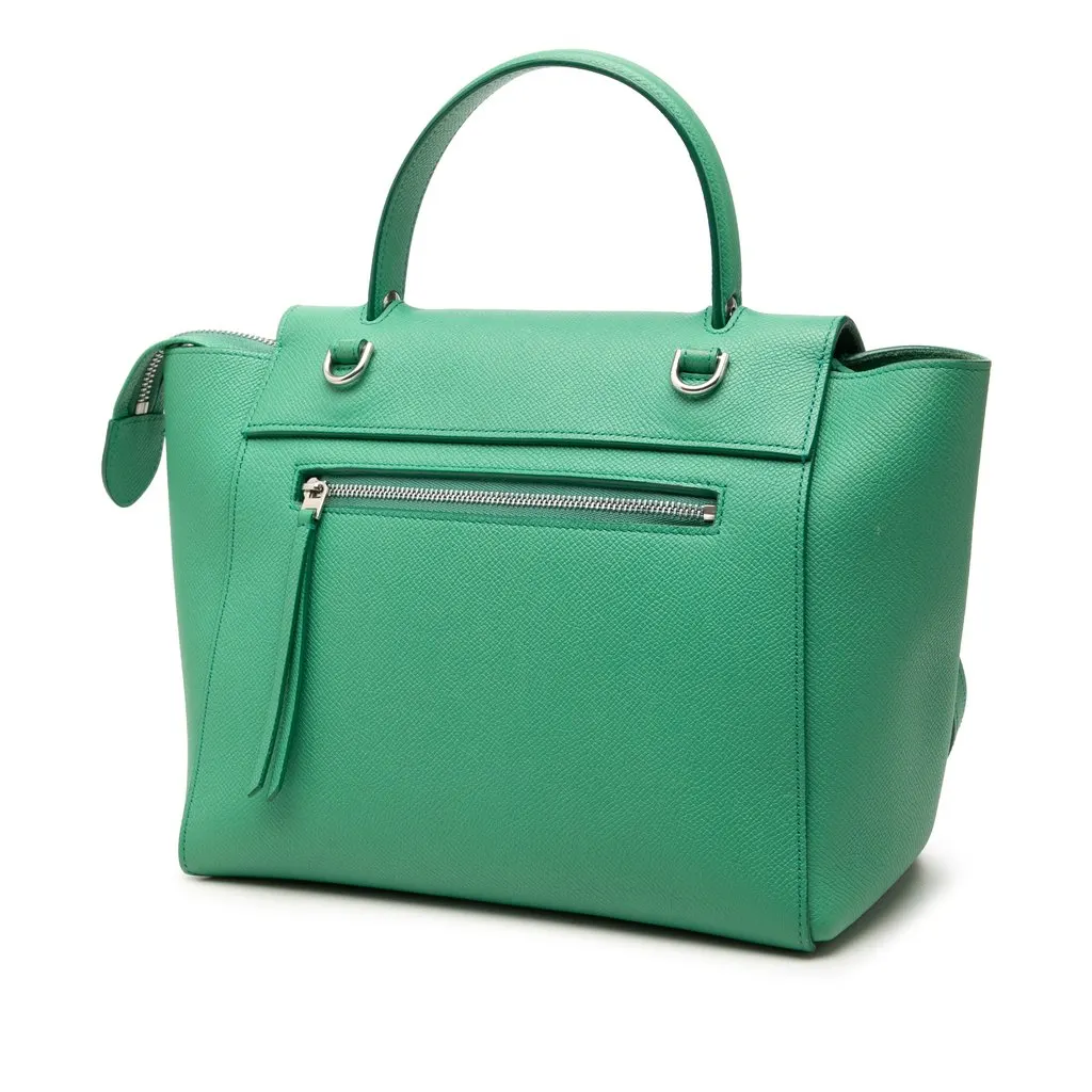 Celine Micro Grained Calfskin Belt Bag Green Leather Very good - Back View