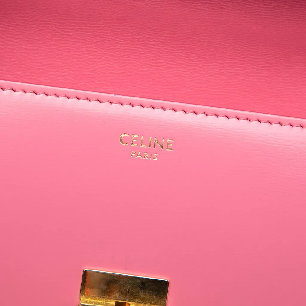 Celine Shiny Calfskin Claude Chain Shoulder Bag Pink Leather Very good - Box View
