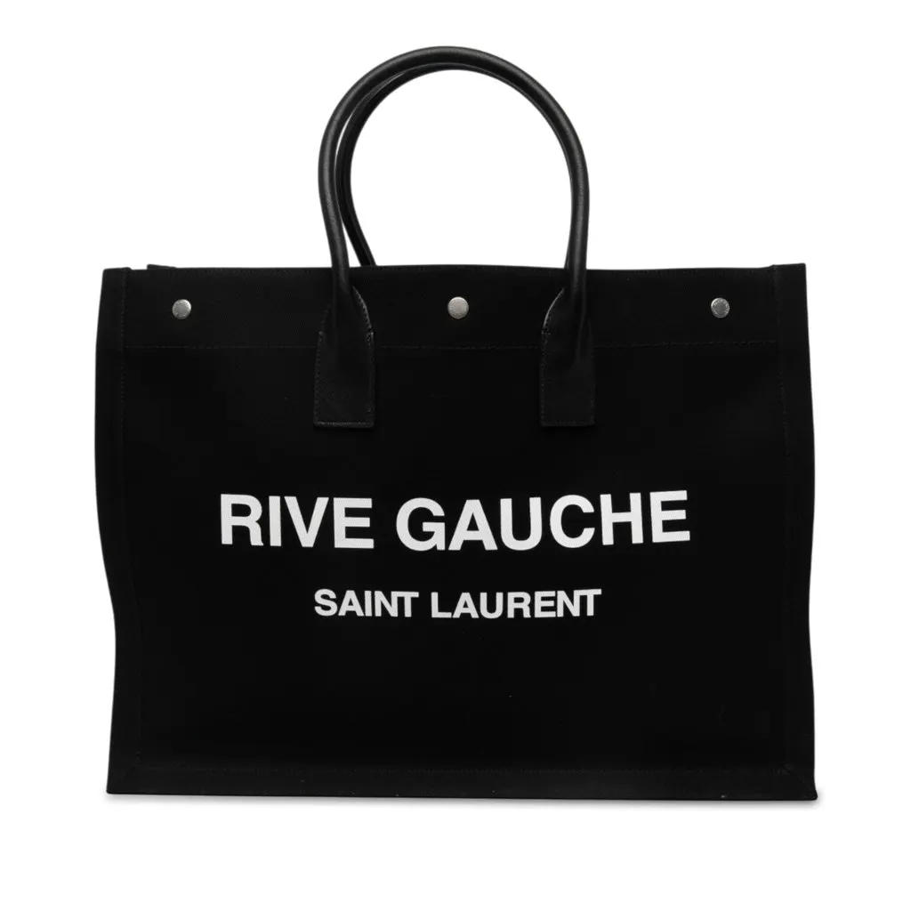 Saint Laurent Large Canvas Rive Gauche Tote Black Canvas Very good - Front View