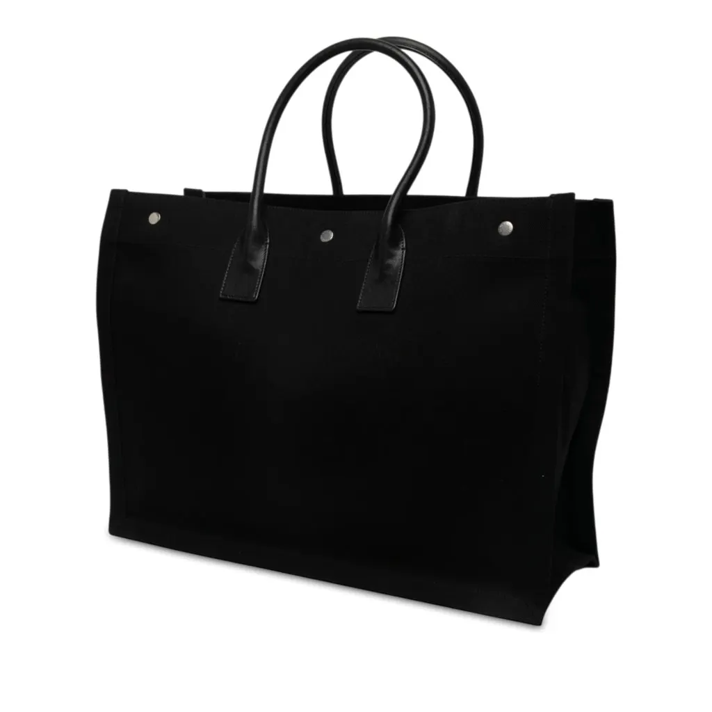 Saint Laurent Large Canvas Rive Gauche Tote Black Canvas Very good - Back View