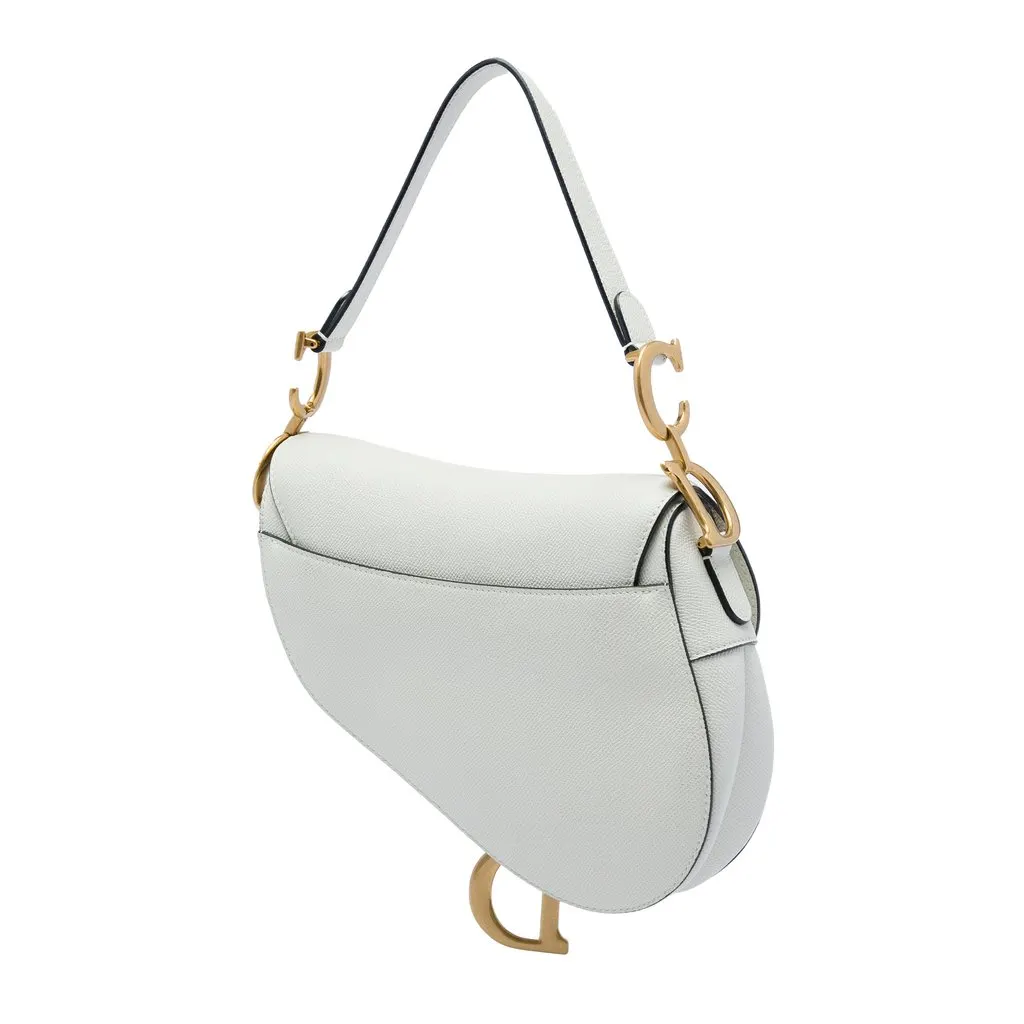 Dior Grained Calfskin Saddle Bag White Leather Very good - Back View