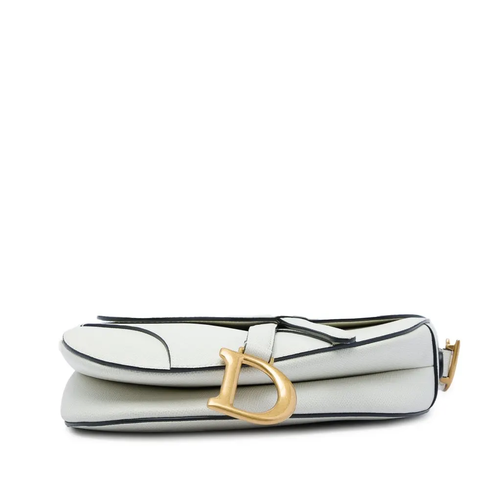 Dior Grained Calfskin Saddle Bag White Leather Very good - Inside View