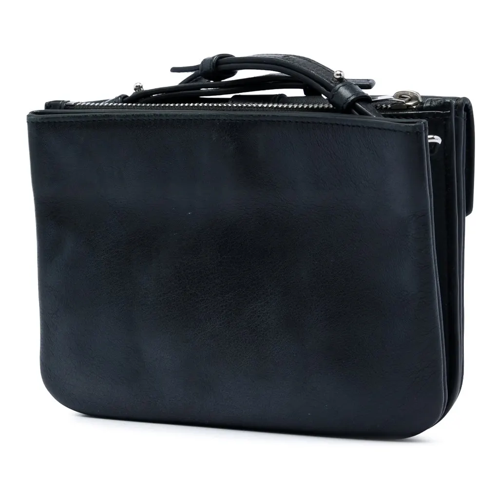 Saint Laurent Calfskin Monogram Tri Pocket Crossbody Black Leather Very good - Back View