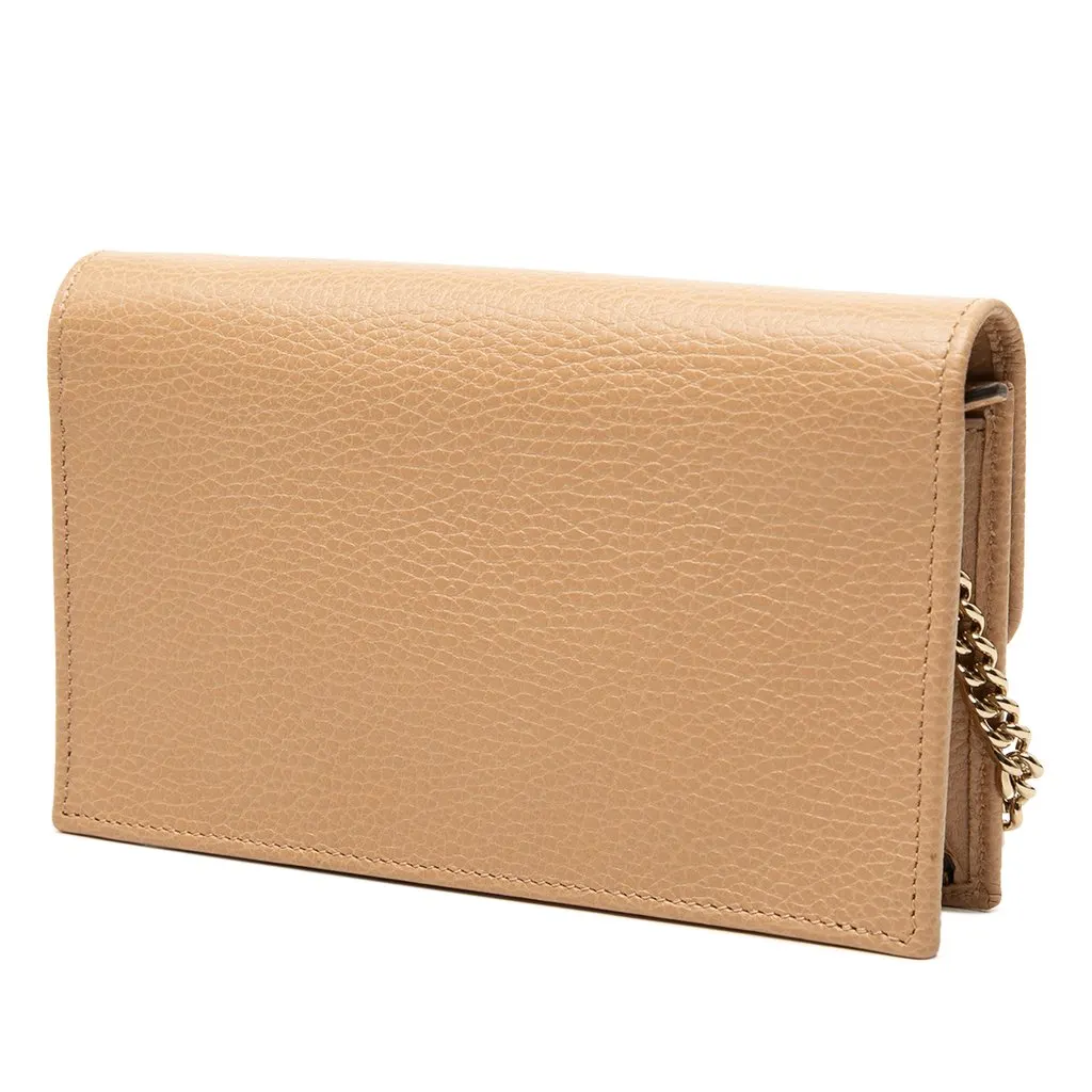 Gucci Dollar Calfskin Interlocking G Wallet on Chain Brown Leather Very good - Back View