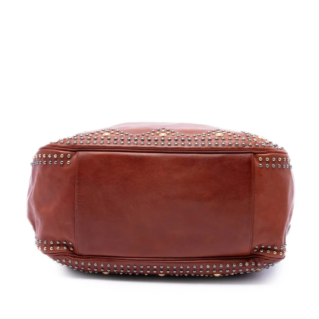 Saint Laurent Studded Calfskin Roady Hobo Brown Leather Very good - Inside View