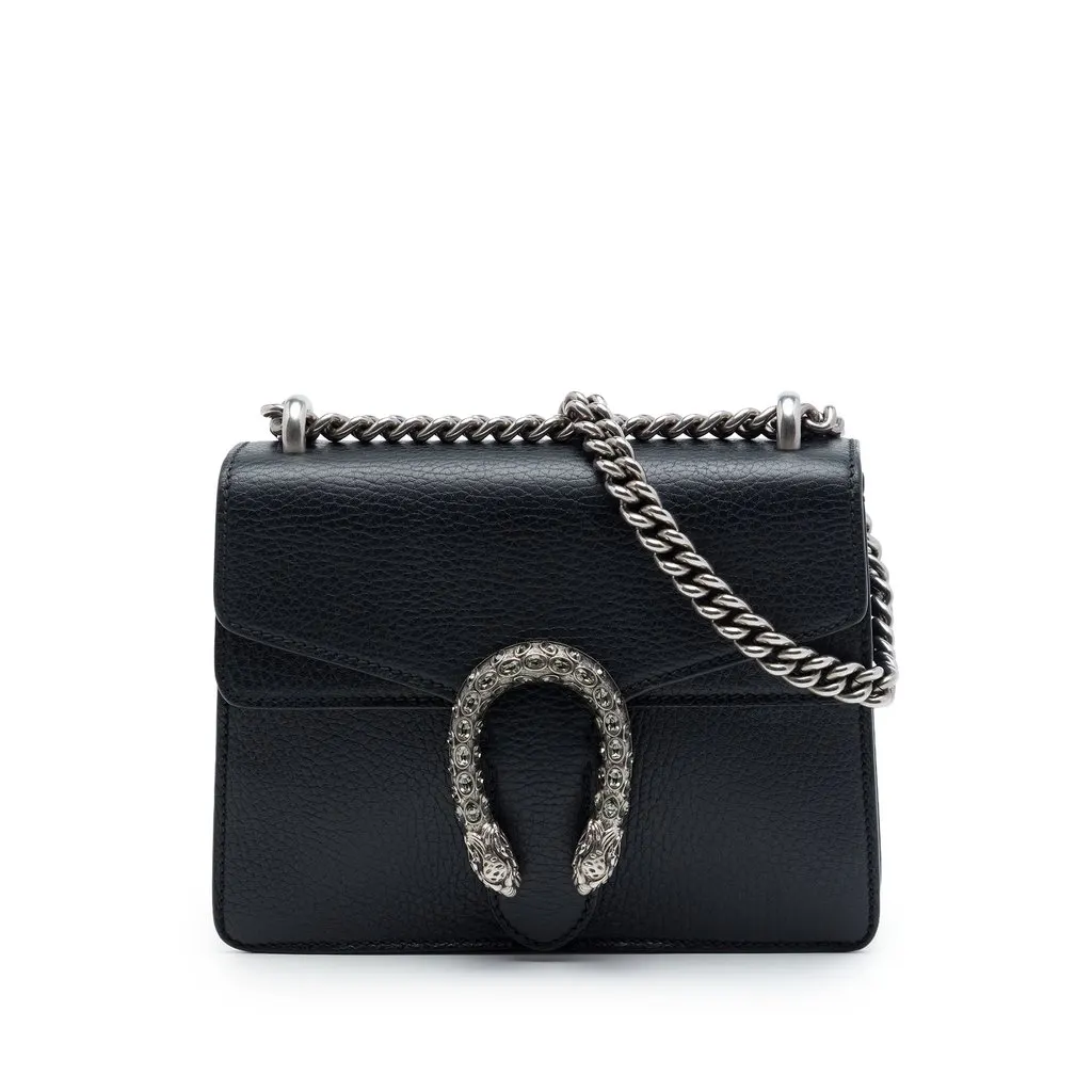 Gucci Small Calfskin Dionysus Crossbody Black Leather Very good - Front View
