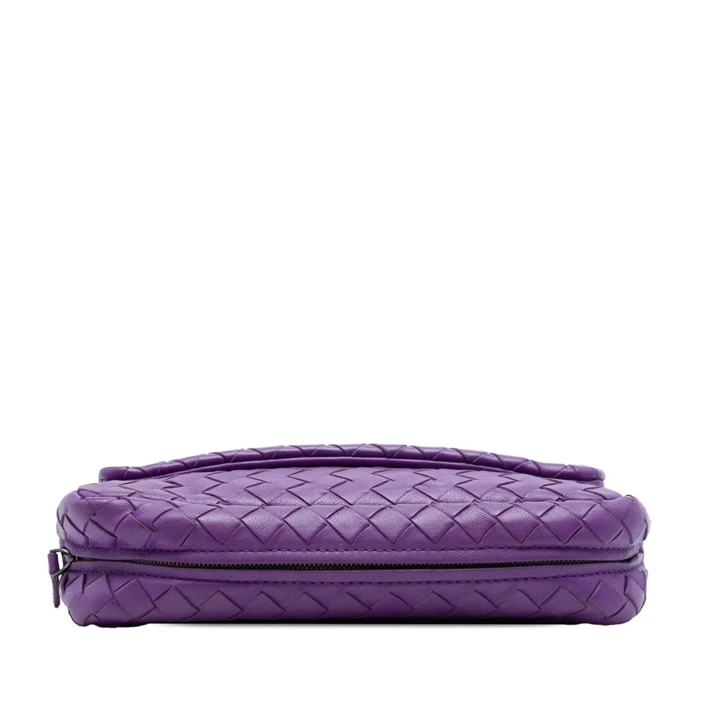 Bottega Veneta Mini Nappa Intrecciato Expandable Chain Flap Crossbody Purple Leather Very good - Inside View