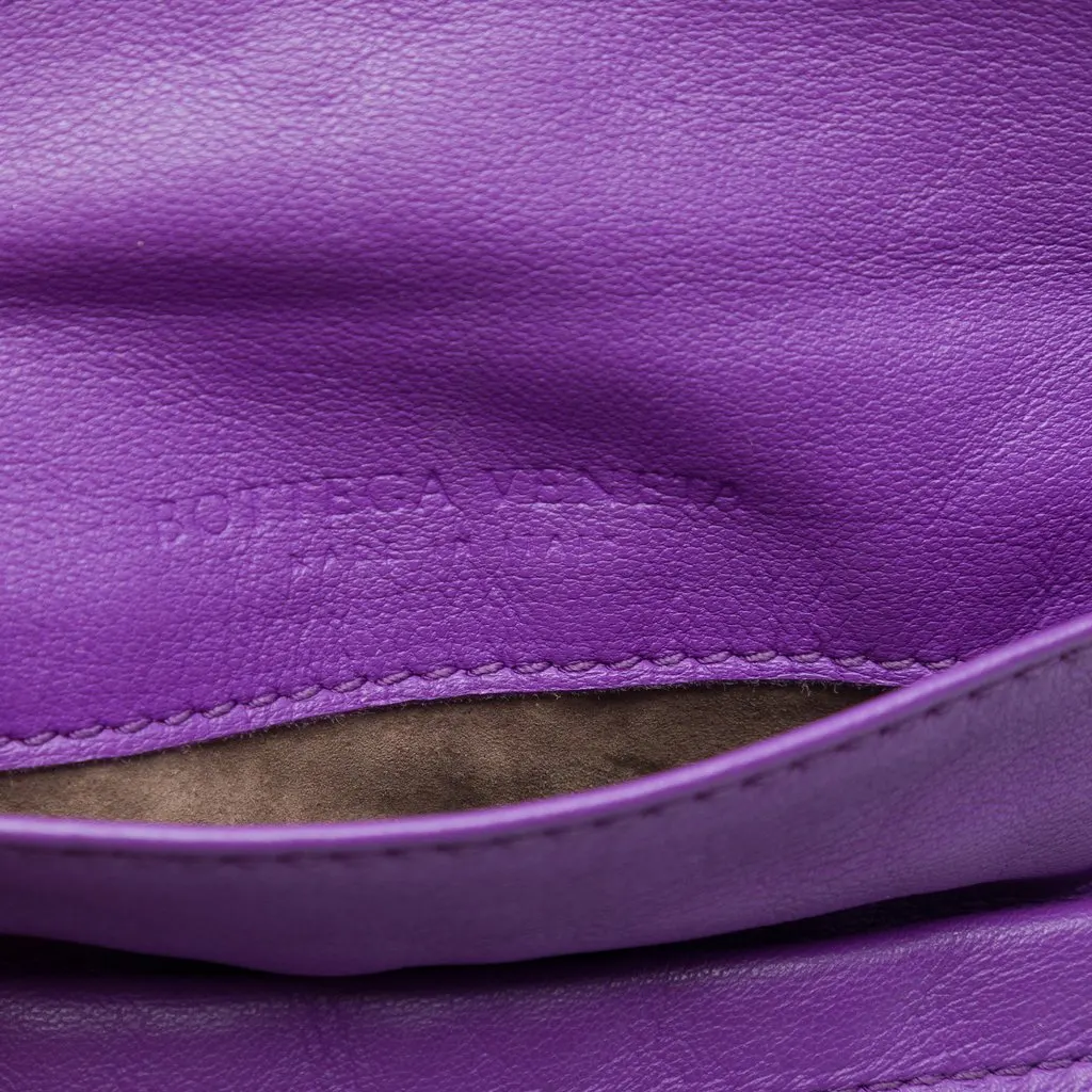 Bottega Veneta Mini Nappa Intrecciato Expandable Chain Flap Crossbody Purple Leather Very good - Box View
