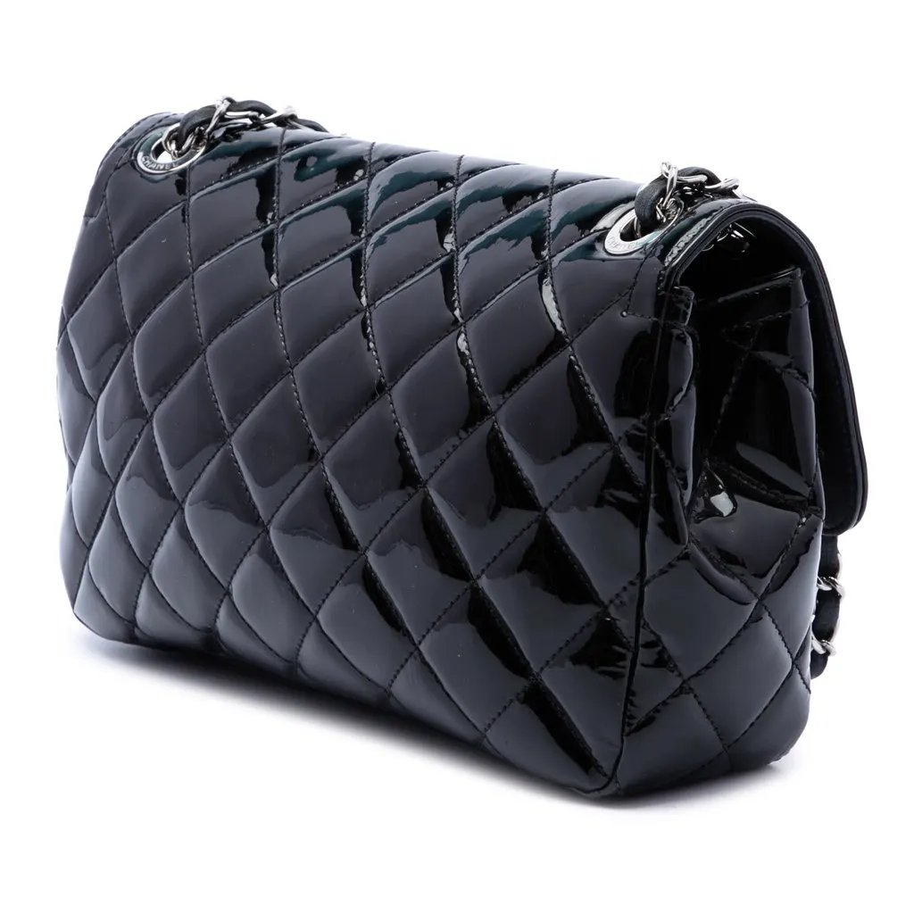 Chanel Small Quilted Patent Coco Shine Flap Black Leather Very good - Back View