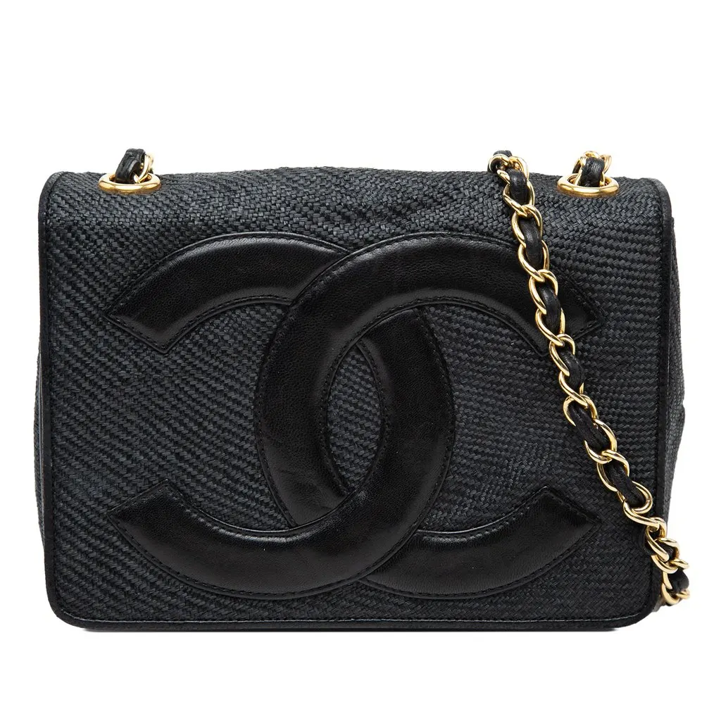 Chanel CC Raffia Full Flap MultiColor Rattan Very good - Front View