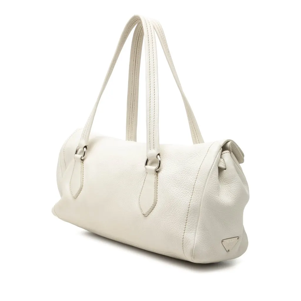Prada Vitello Daino Easy Shoulder Bag White Leather Very good - Back View