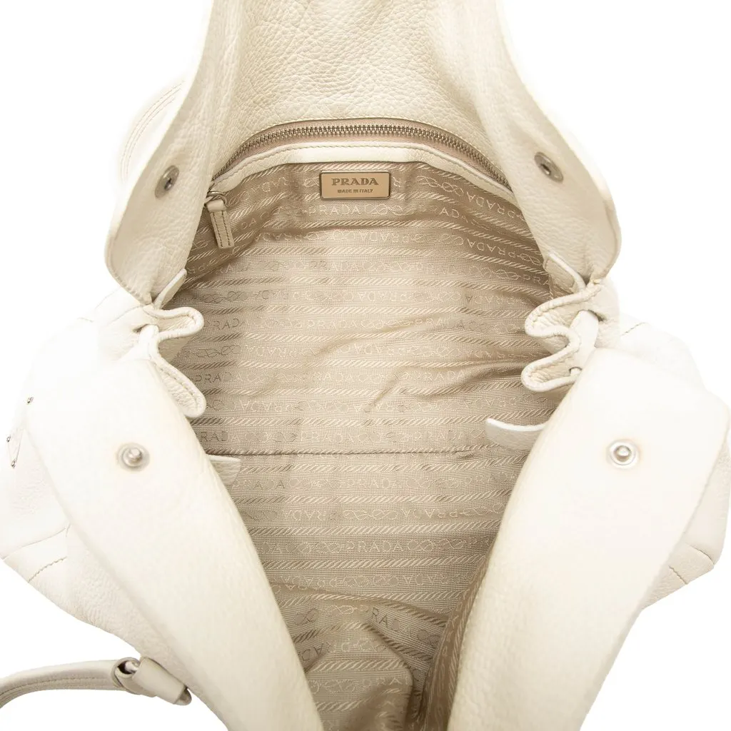 Prada Vitello Daino Easy Shoulder Bag White Leather Very good - Model View