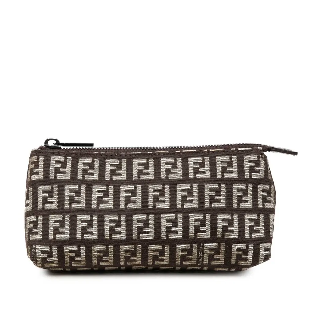 Fendi Zucchino Canvas Coin Pouch Brown Canvas Very good - Front View