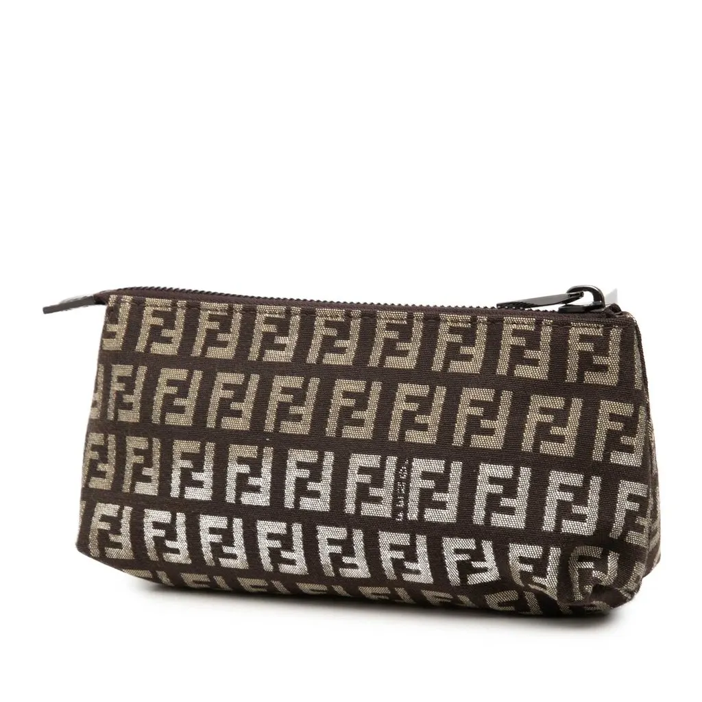 Fendi Zucchino Canvas Coin Pouch Brown Canvas Very good - Back View