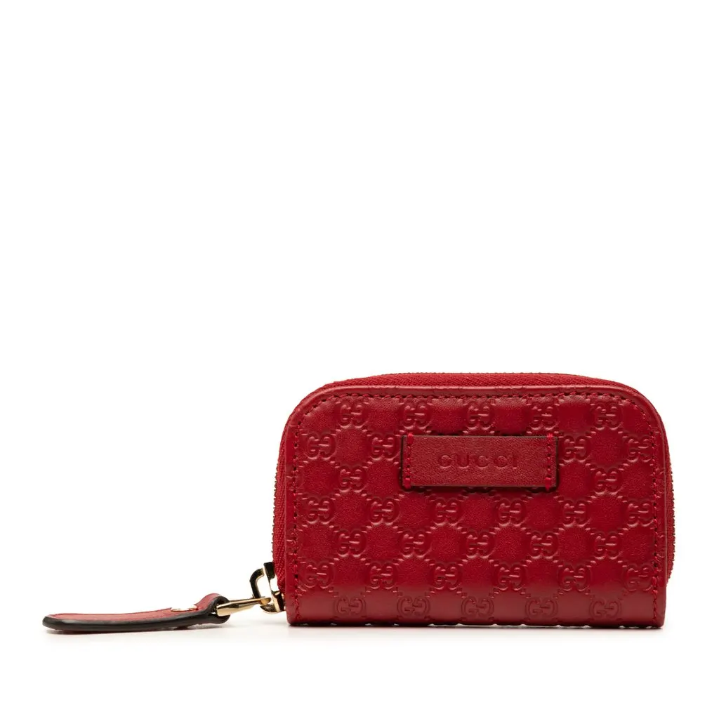 Gucci Microguccissima Zip Around Coin Purse Red Leather Very good - Front View