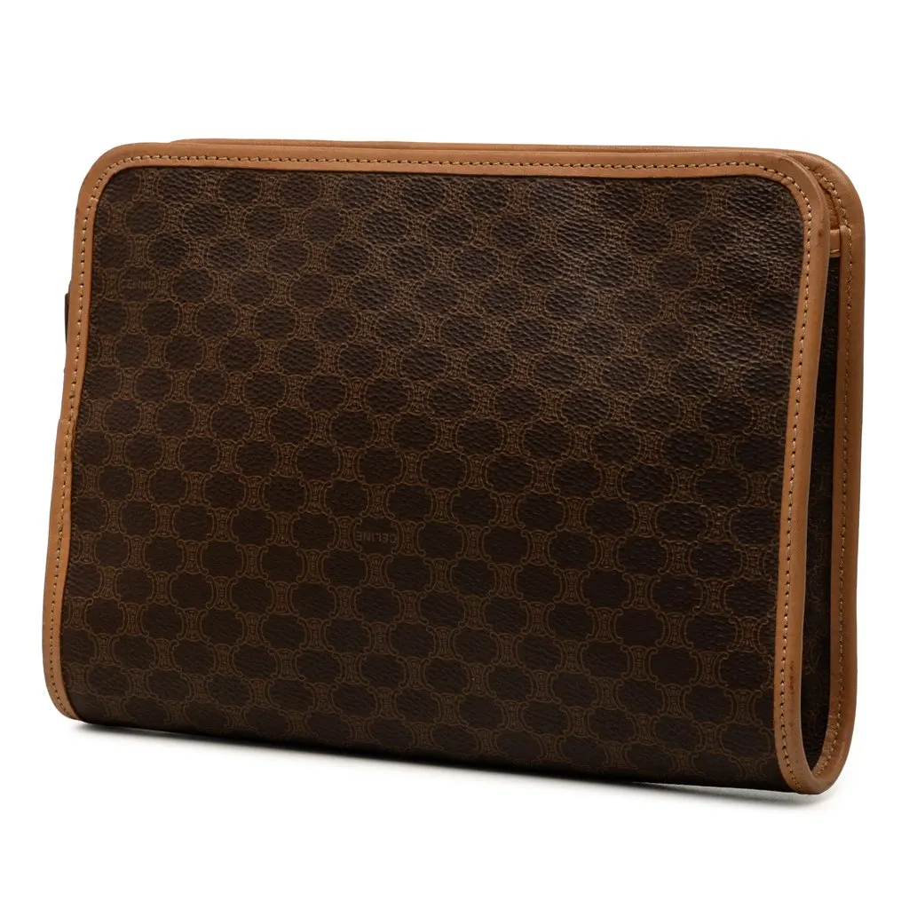 Celine Macadam Coated Canvas Clutch Brown Canvas Very good - Back View