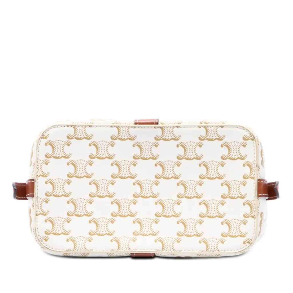 Celine Teen Triomphe Coated Canvas Cabas De France Crossbody White Very good - Inside View