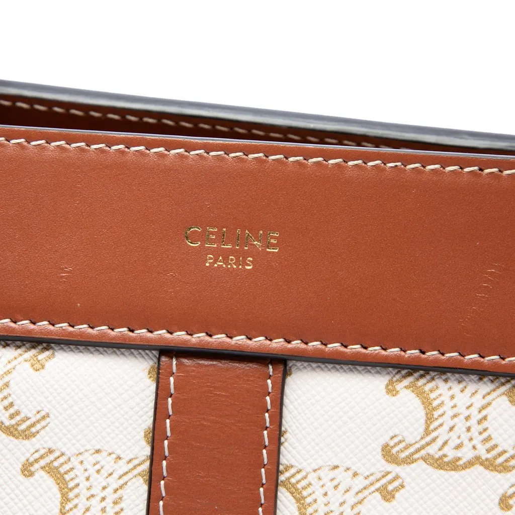 Celine Teen Triomphe Coated Canvas Cabas De France Crossbody White Very good - Box View