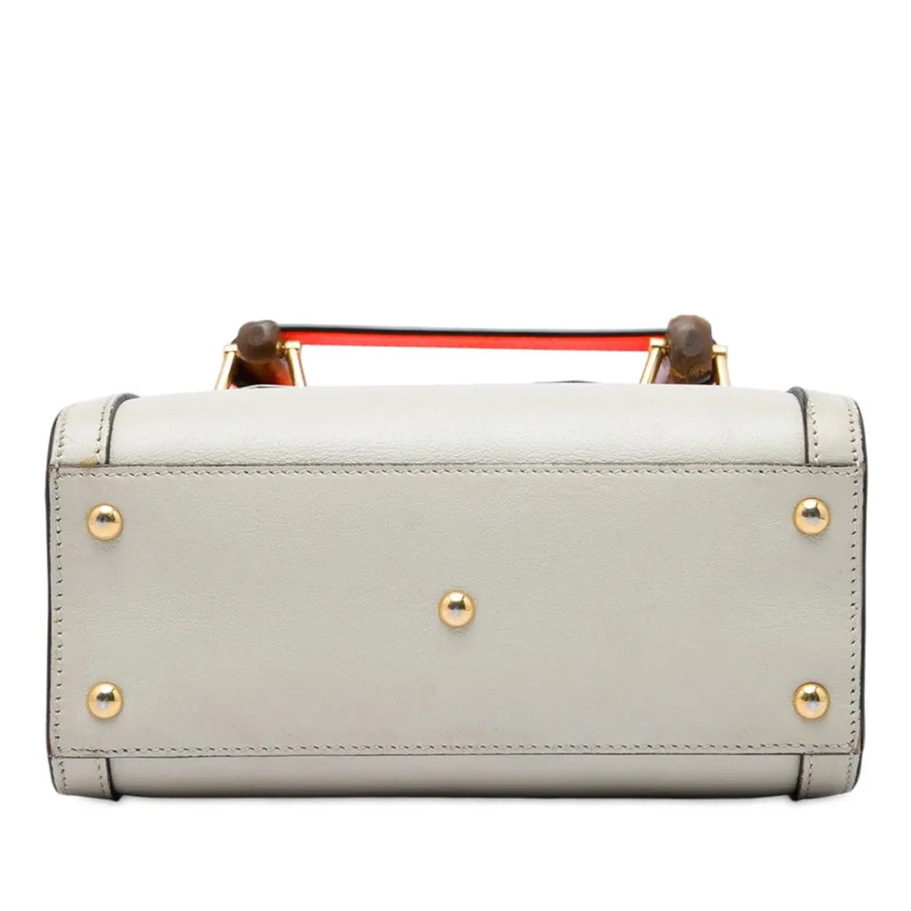 Gucci Mini Calfskin Bamboo Diana Satchel White Leather Very good - Inside View