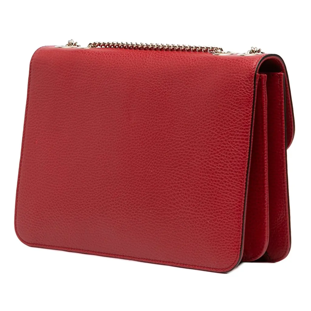 Gucci Medium Dollar Calfskin Interlocking G Crossbody Red Leather Very good - Back View