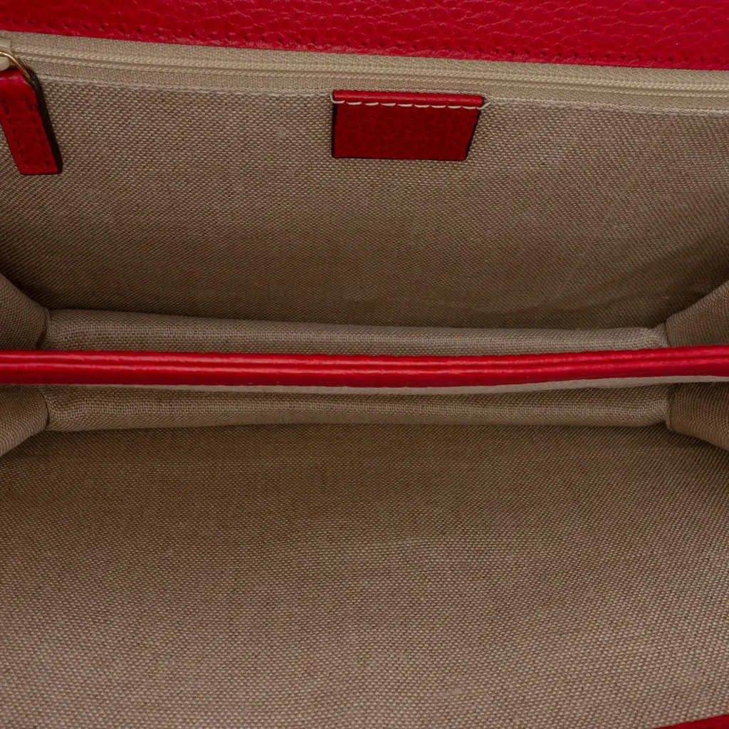 Gucci Medium Dollar Calfskin Interlocking G Crossbody Red Leather Very good - Model View