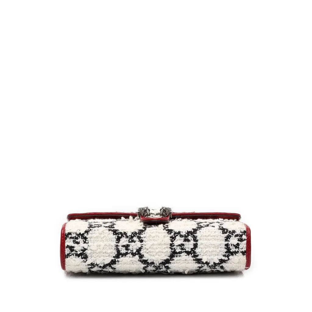 Gucci GG Tweed Dionysus Wallet on Chain White Tweed Good - Inside View