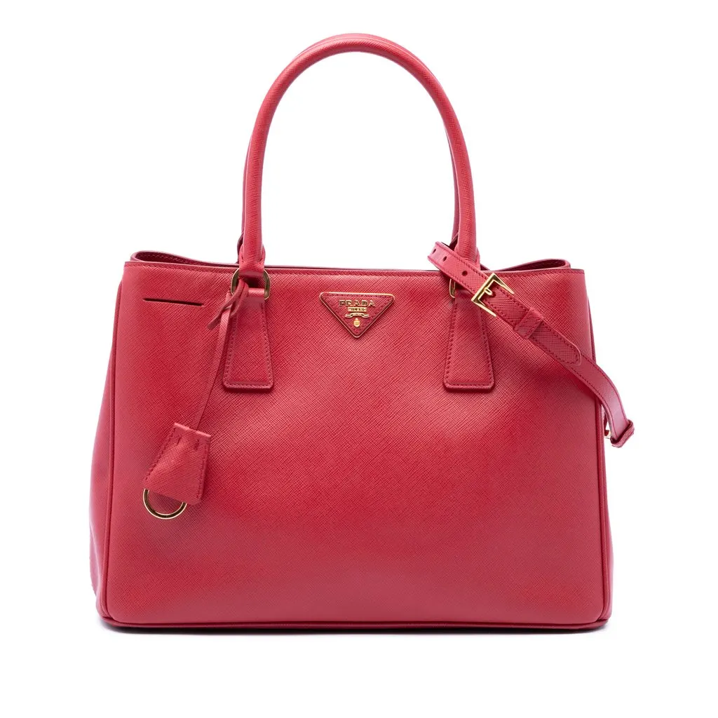 Prada Medium Saffiano Lux Galleria Satchel Red Leather Very good - Front View