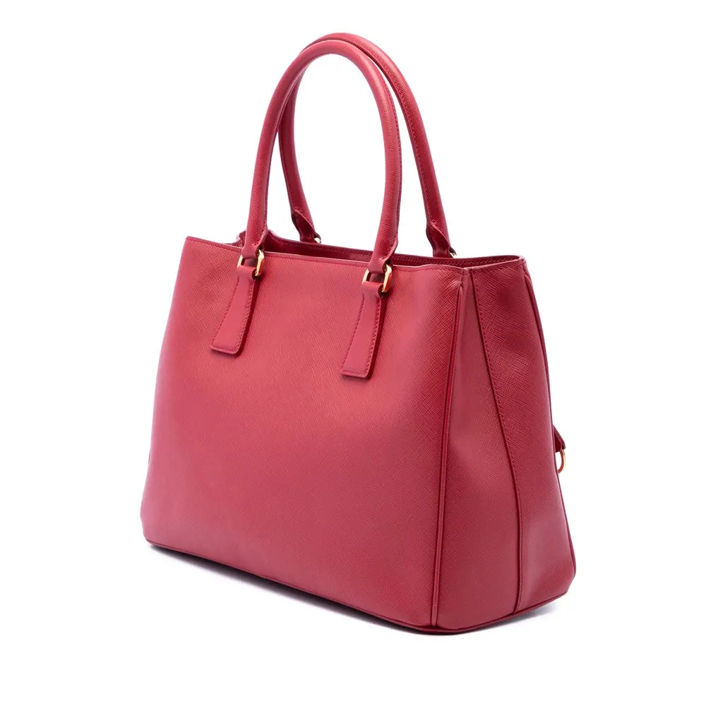 Prada Medium Saffiano Lux Galleria Satchel Red Leather Very good - Back View