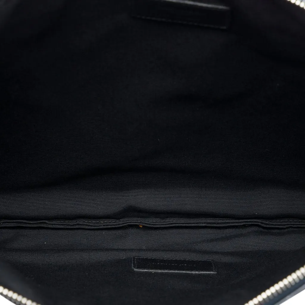 Saint Laurent Grain De Poudre Zipped Tablet Holder Blue Leather Very good - Model View