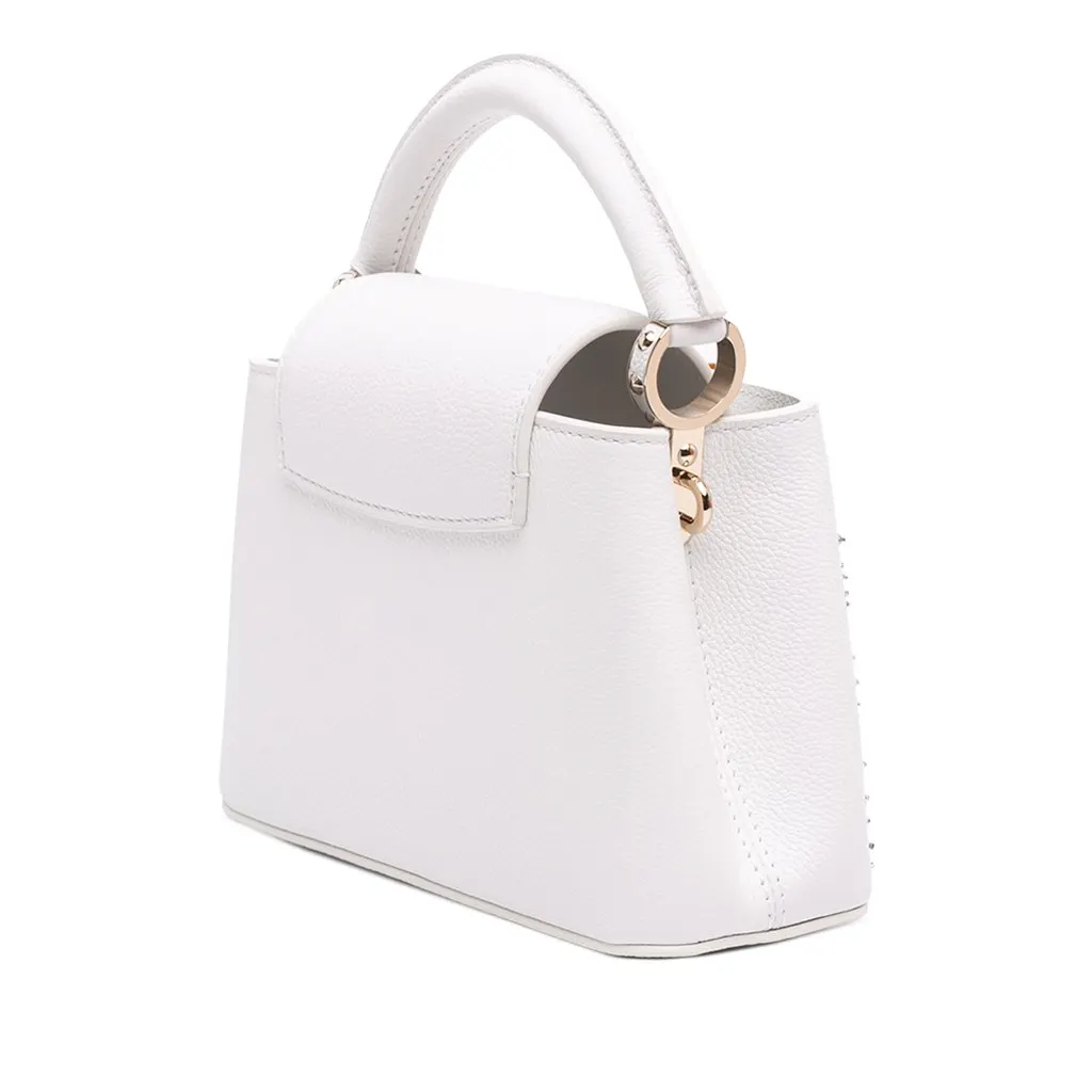 Louis Vuitton Calfskin Floral Embroidered Mini Capucines White Leather Never worn - Back View