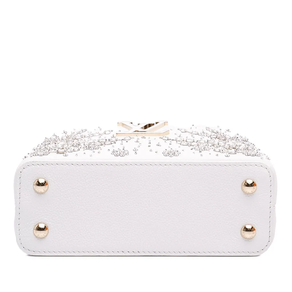 Louis Vuitton Calfskin Floral Embroidered Mini Capucines White Leather Never worn - Inside View