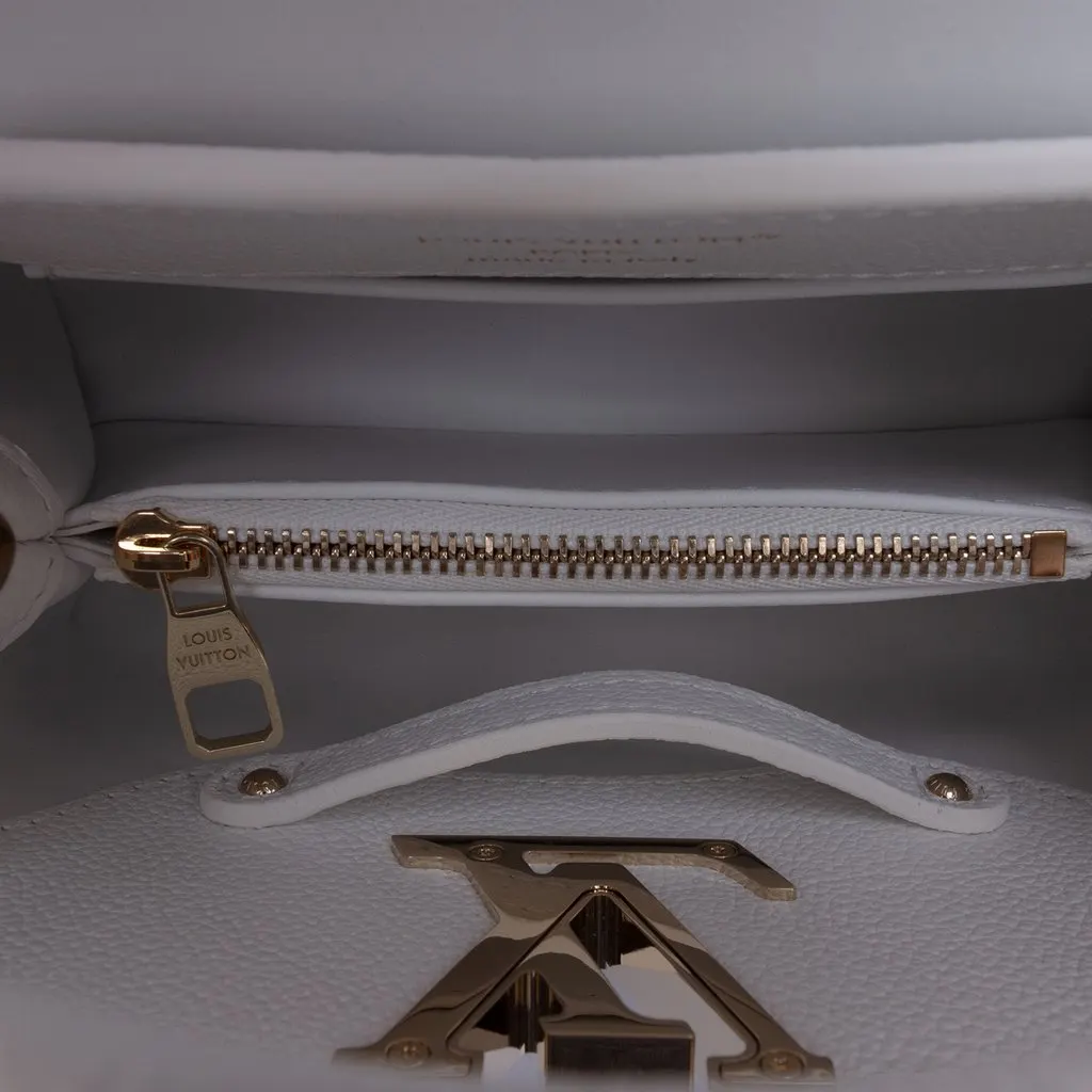 Louis Vuitton Calfskin Floral Embroidered Mini Capucines White Leather Never worn - Model View