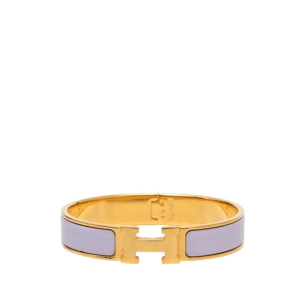 Hermès Narrow Enamel Clic H Bracelet PM Purple Very good - Front View