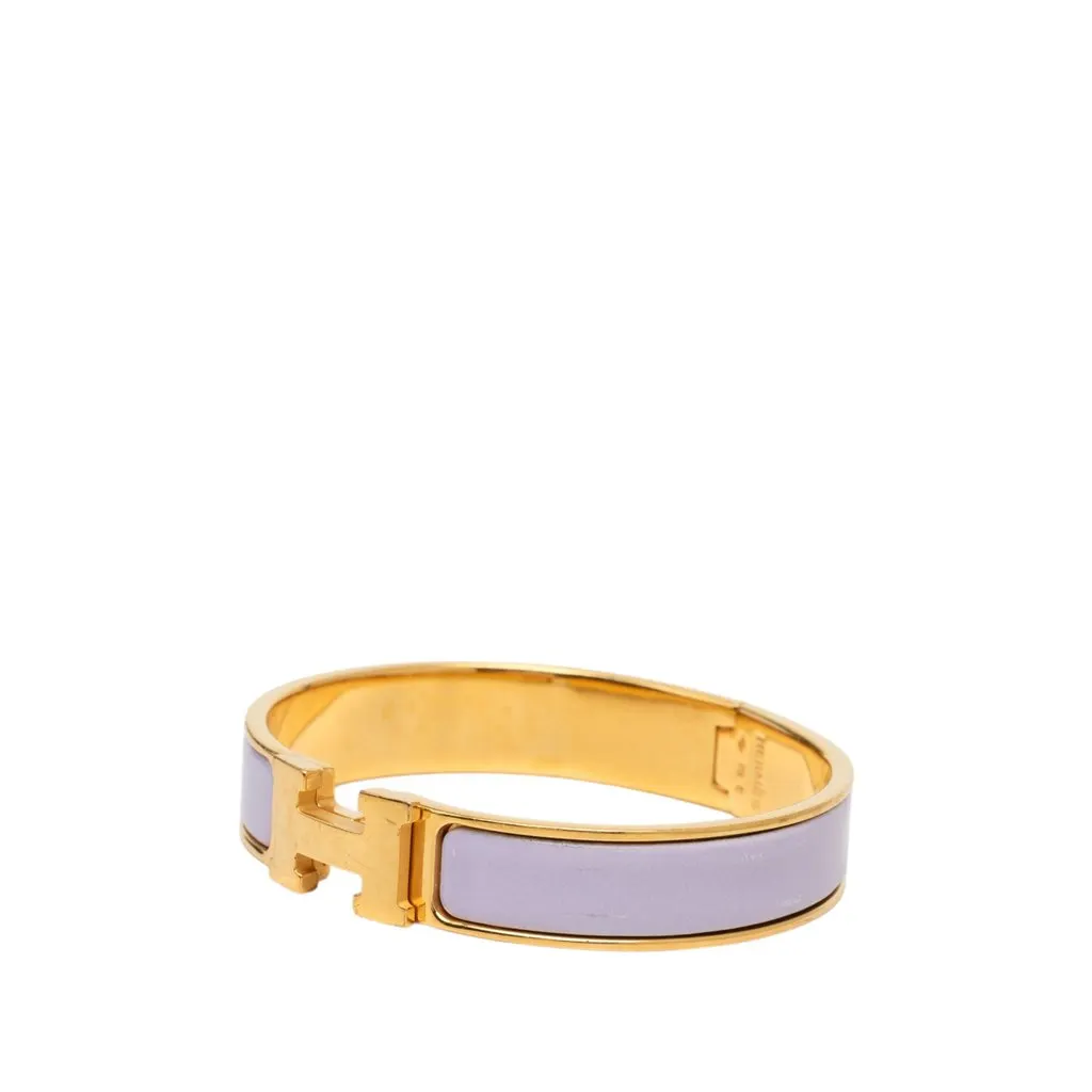 Hermès Narrow Enamel Clic H Bracelet PM Purple Very good - Back View