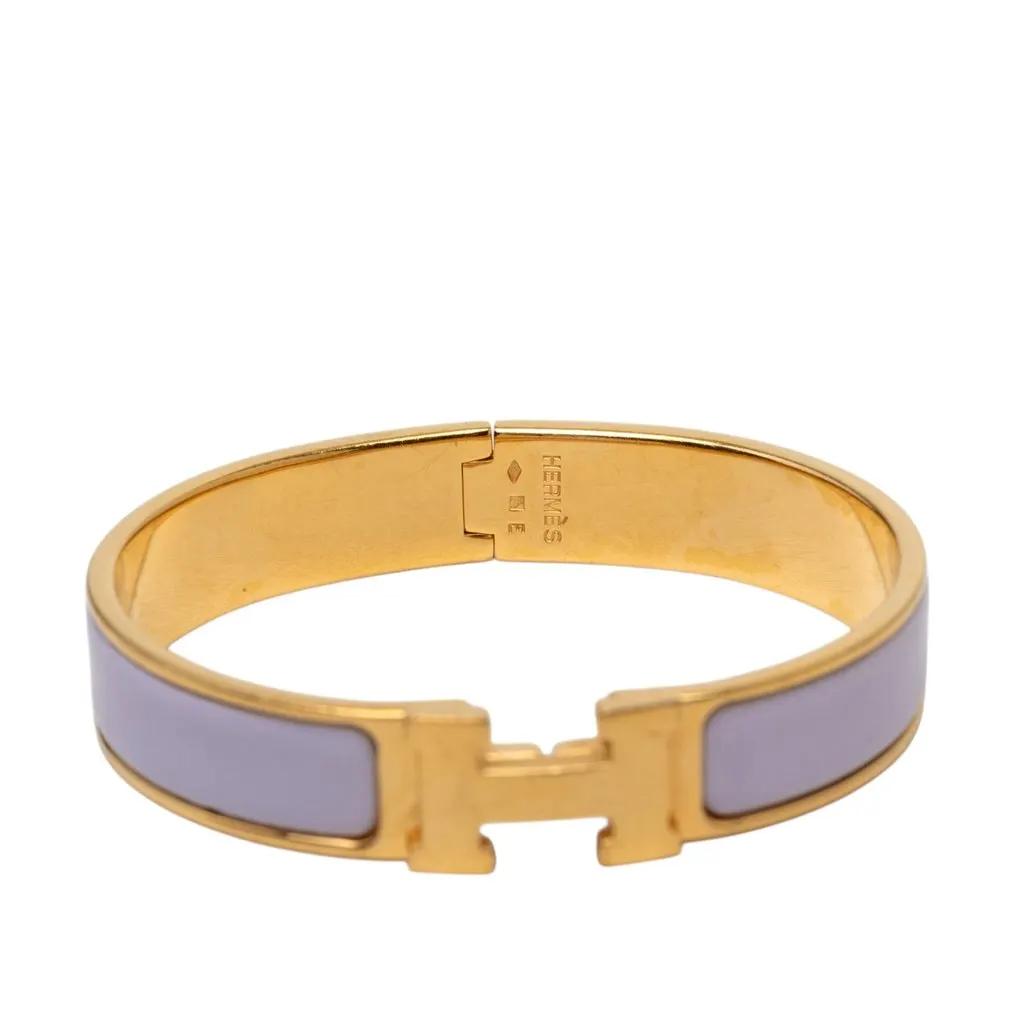 Hermès Narrow Enamel Clic H Bracelet PM Purple Very good - Model View