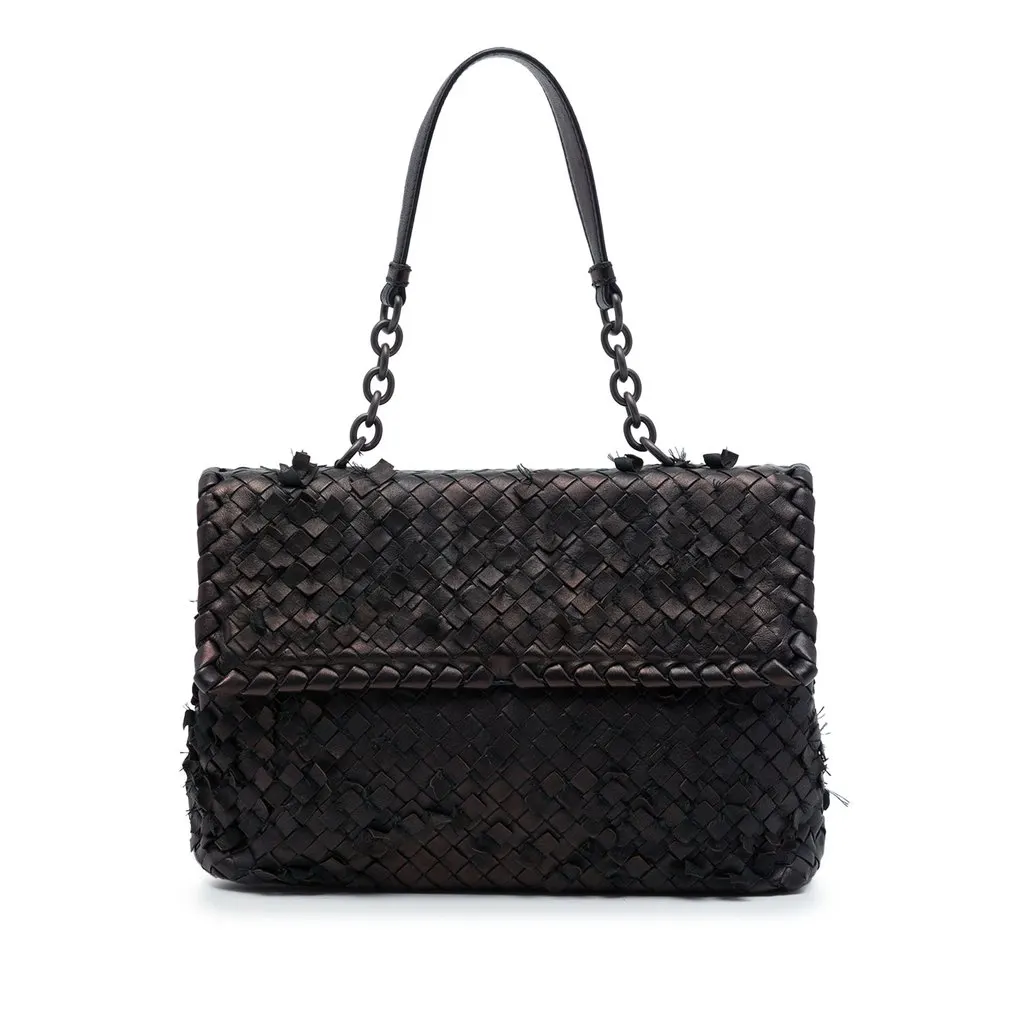 Bottega Veneta Nappa Intrecciato Tobu Olimpia Shoulder Bag Brown Leather Very good - Front View