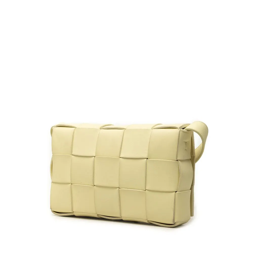 Bottega Veneta Nappa Intrecciato Cassette Crossbody Yellow Leather Very good - Back View