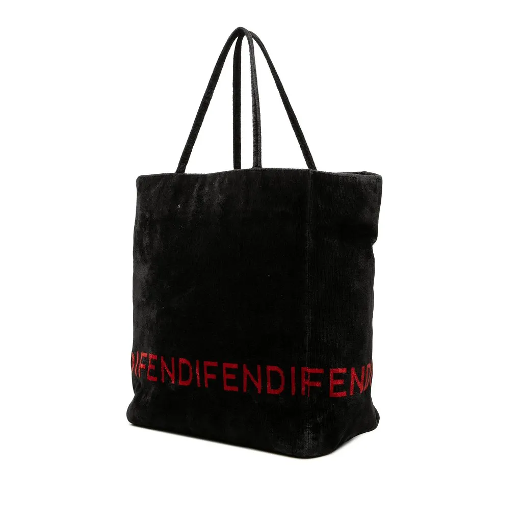Fendi Velour Logo Tote Black Velvet Very good - Back View