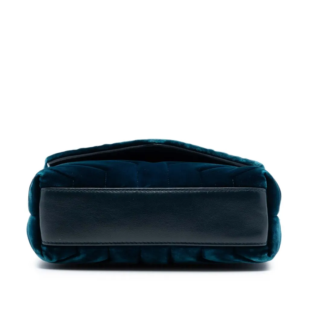 Saint Laurent Small Matelasse Velvet Monogram LouLou Shoulder Bag Blue Very good - Inside View