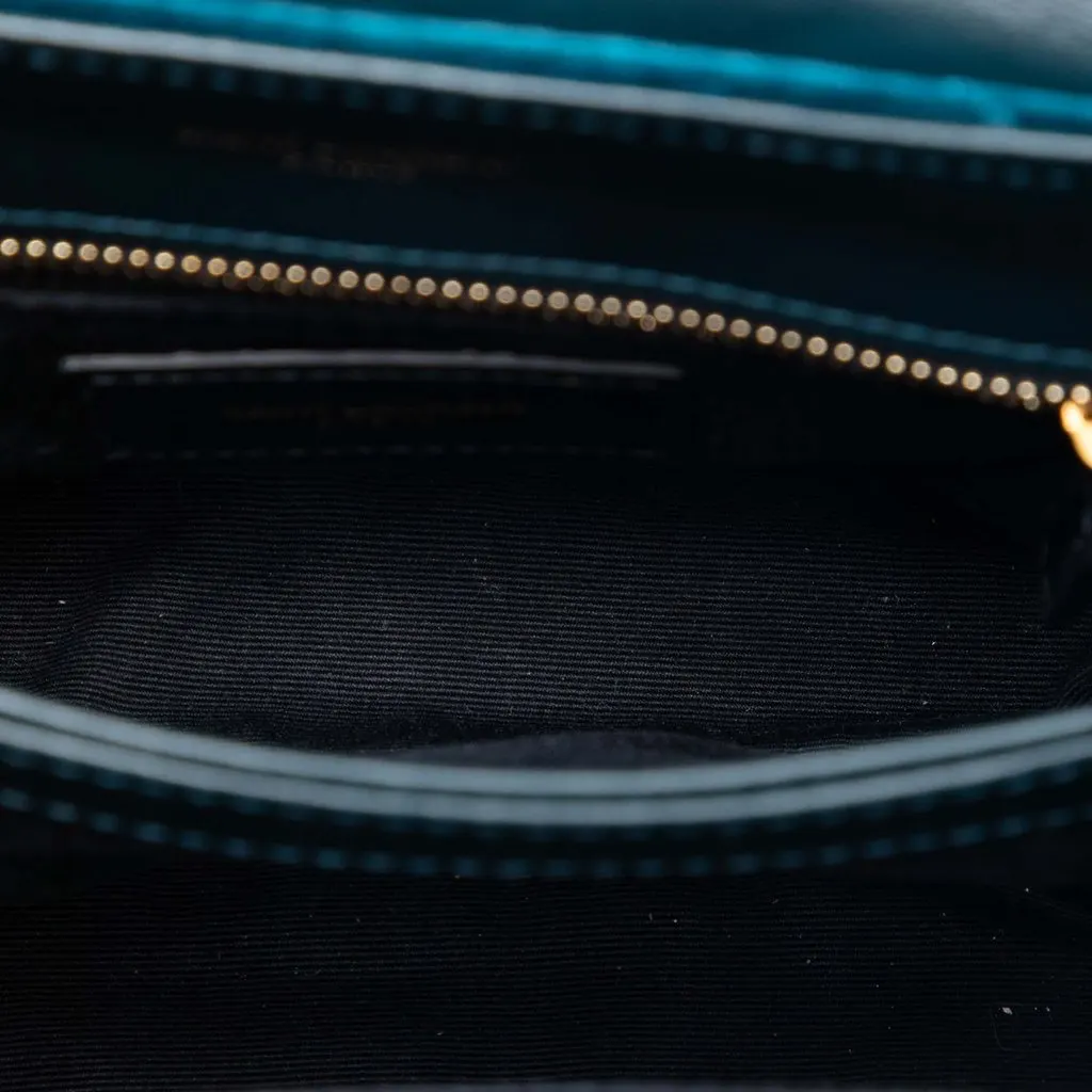 Saint Laurent Small Matelasse Velvet Monogram LouLou Shoulder Bag Blue Very good - Box View