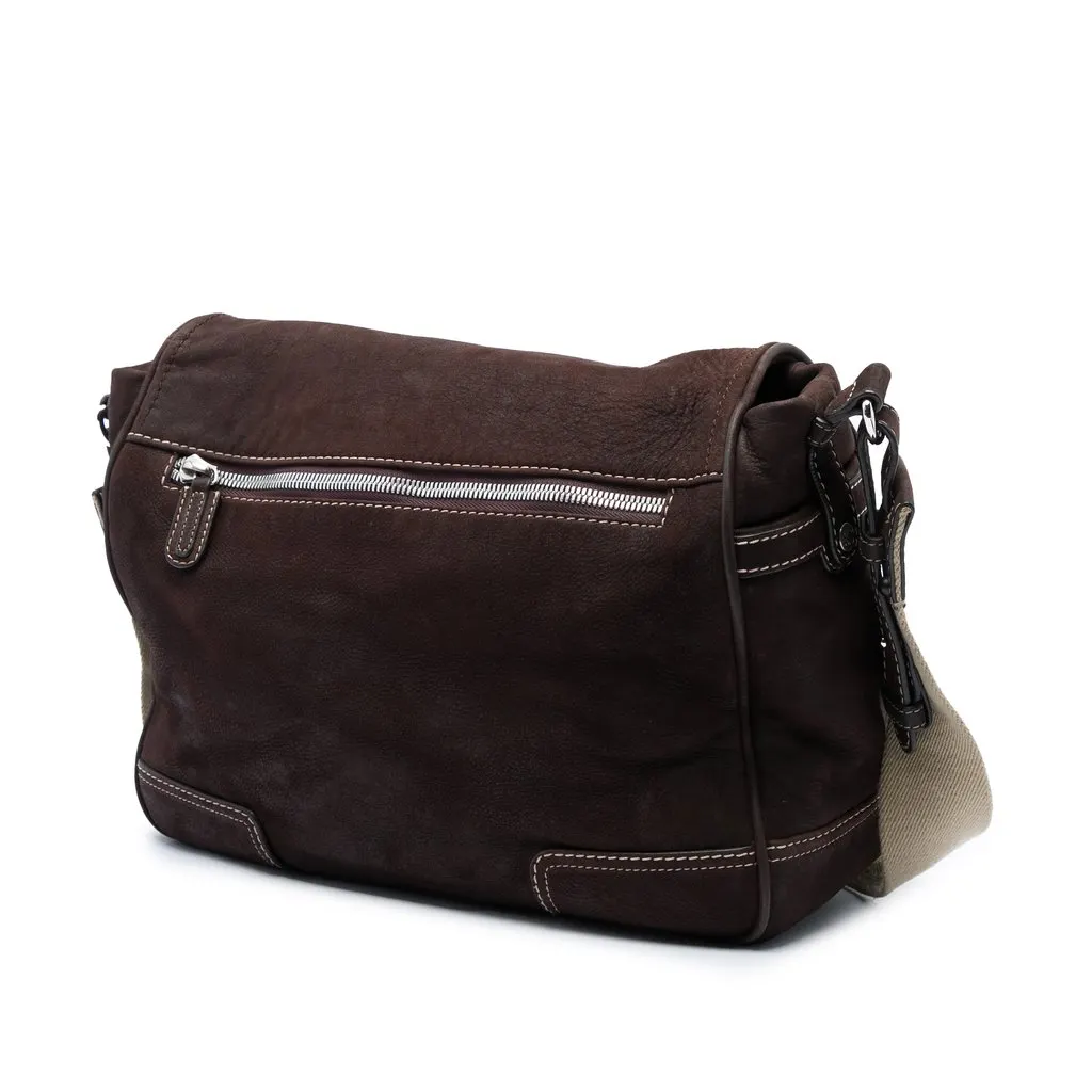 Loewe Nubuck Anagram Crossbody Brown Leather Very good - Back View