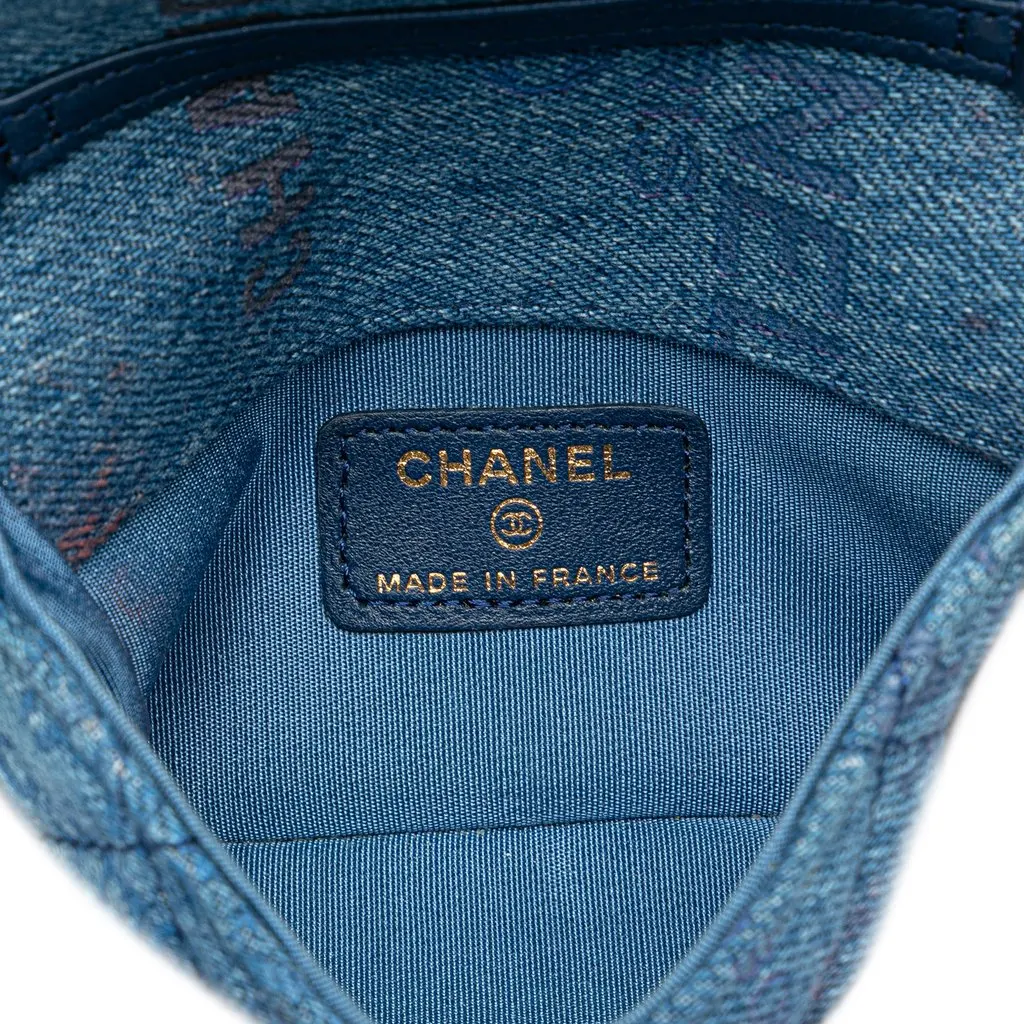 Chanel Mini Denim Mood Clutch with Chain Blue Very good - Box View